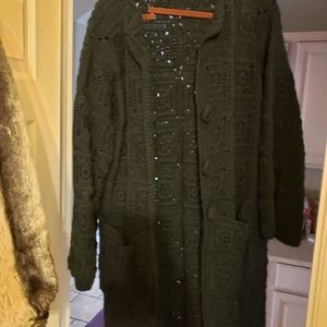 Custom Made Black Crochet Duster